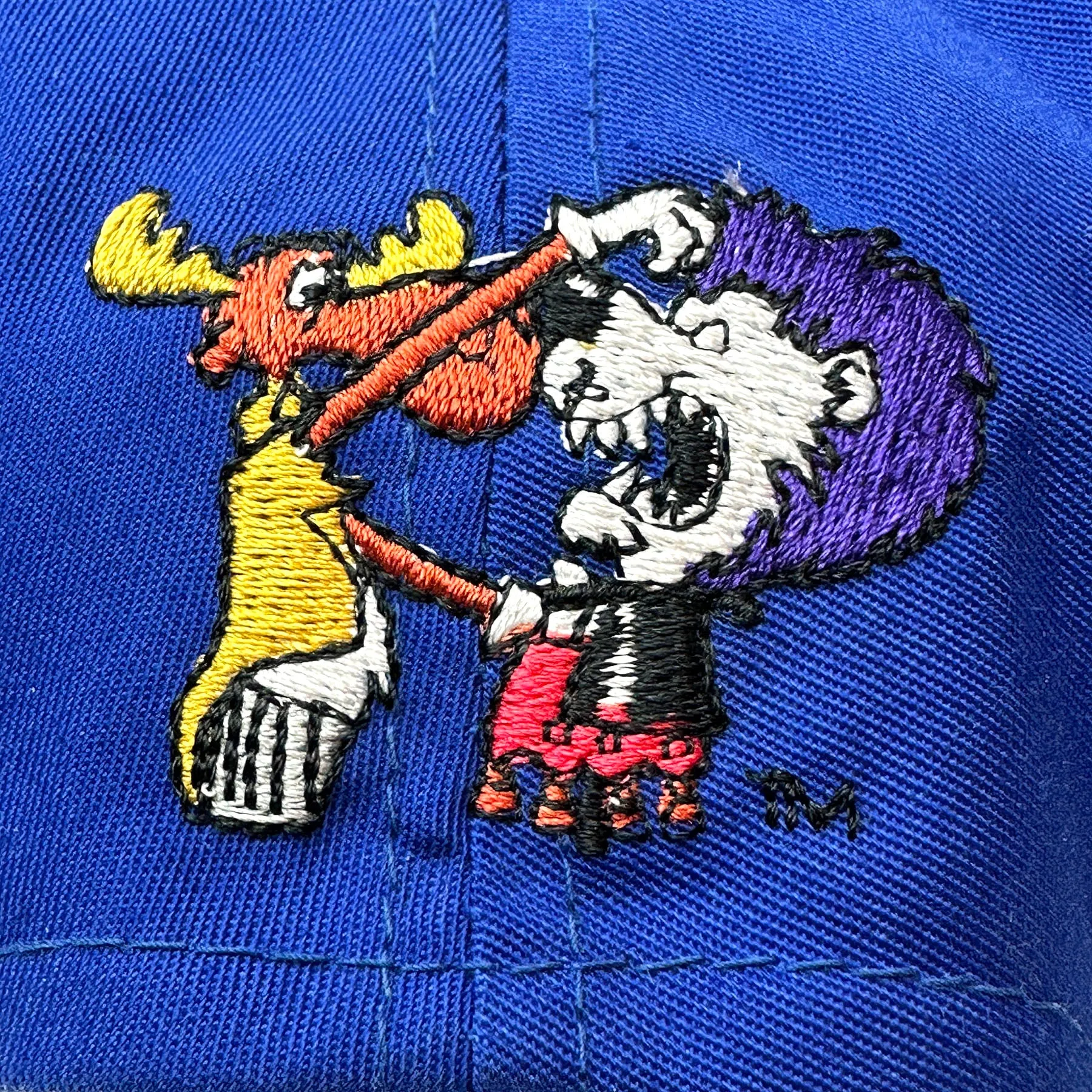 Vintage Rocky & Bullwinkle Embroidered Snapback Hat Blue / Teal