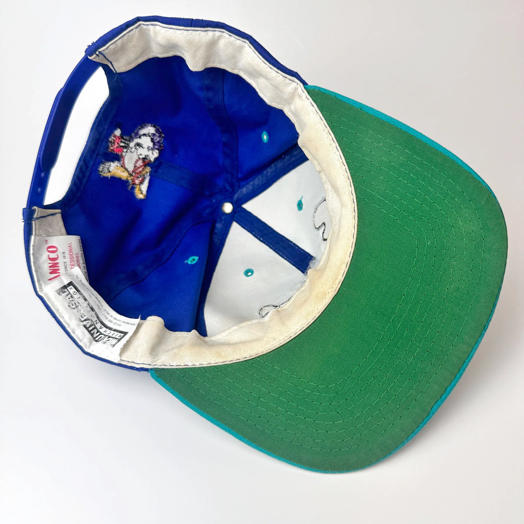 Vintage Rocky & Bullwinkle Embroidered Snapback Hat Blue / Teal
