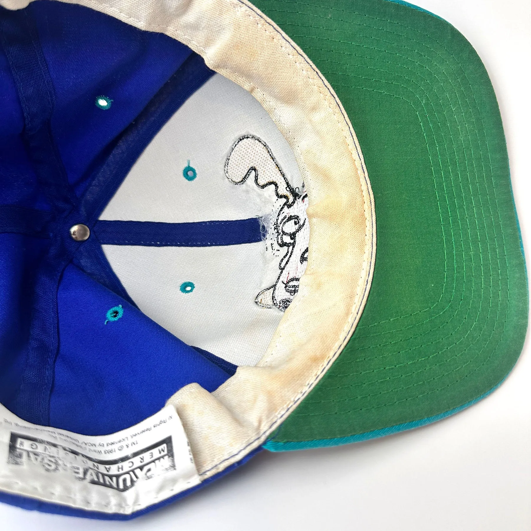 Vintage Rocky & Bullwinkle Embroidered Snapback Hat Blue / Teal