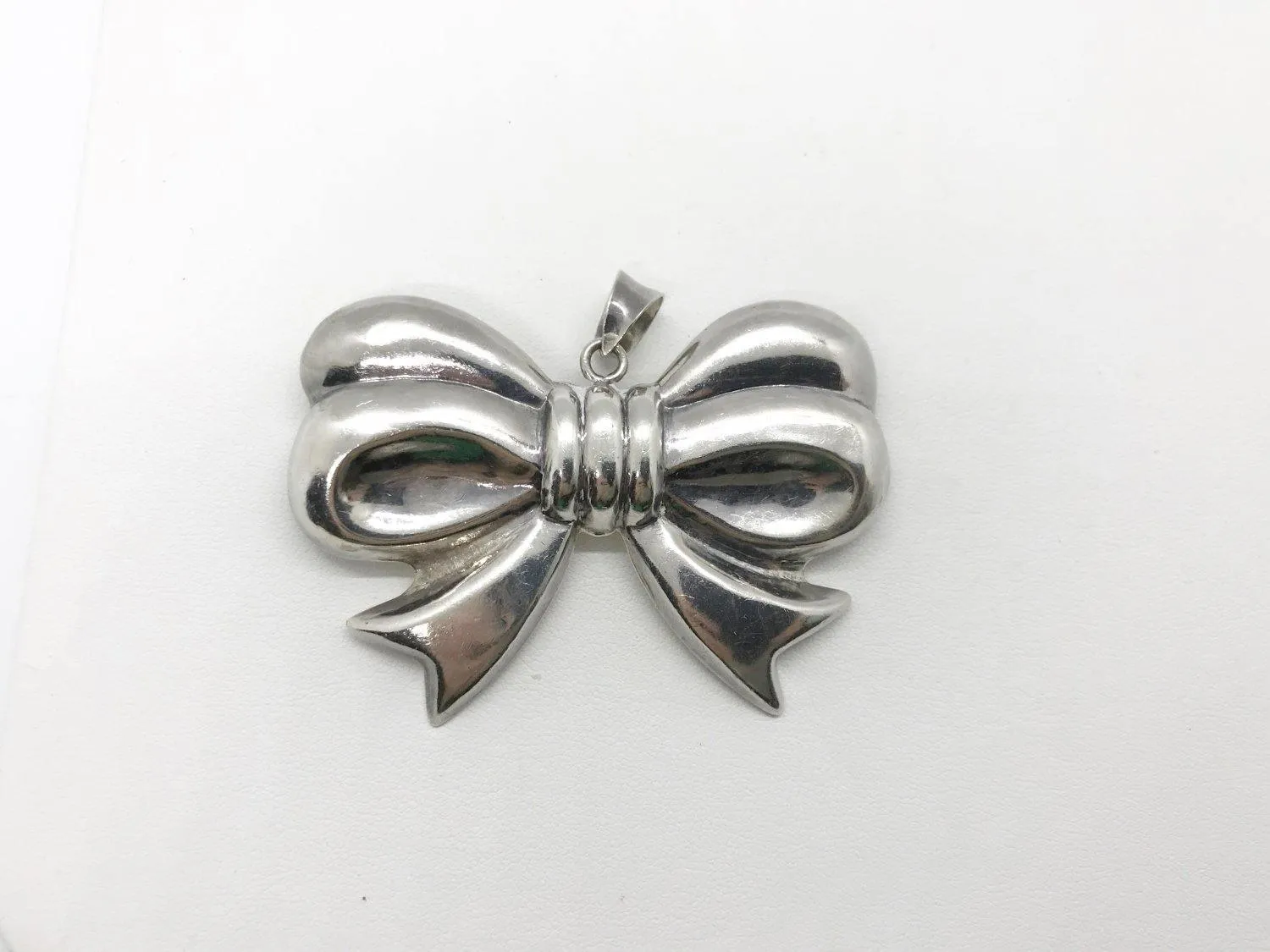 Vintage Sterling Silver Bow Pendant/ Brooch