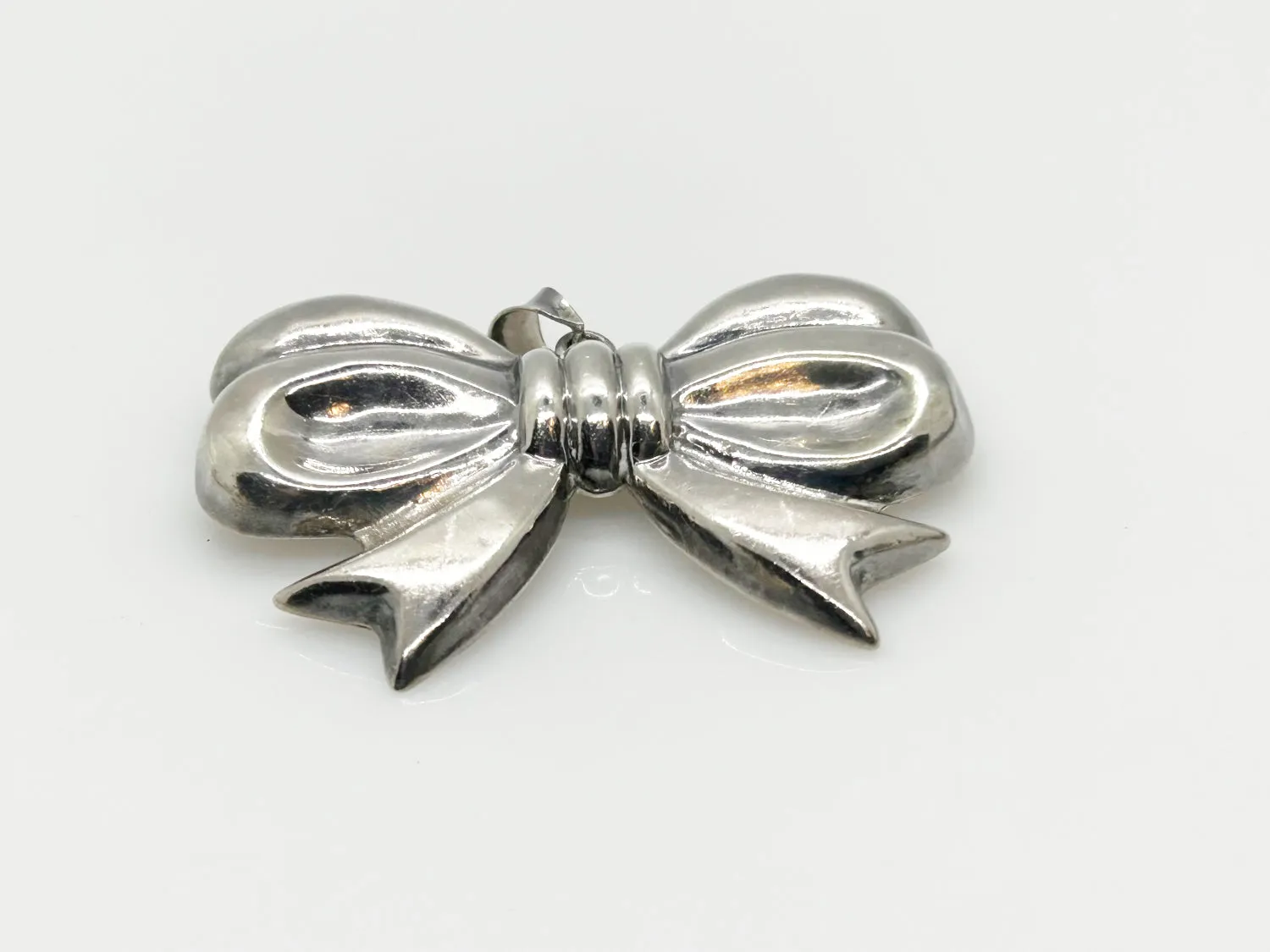 Vintage Sterling Silver Bow Pendant/ Brooch