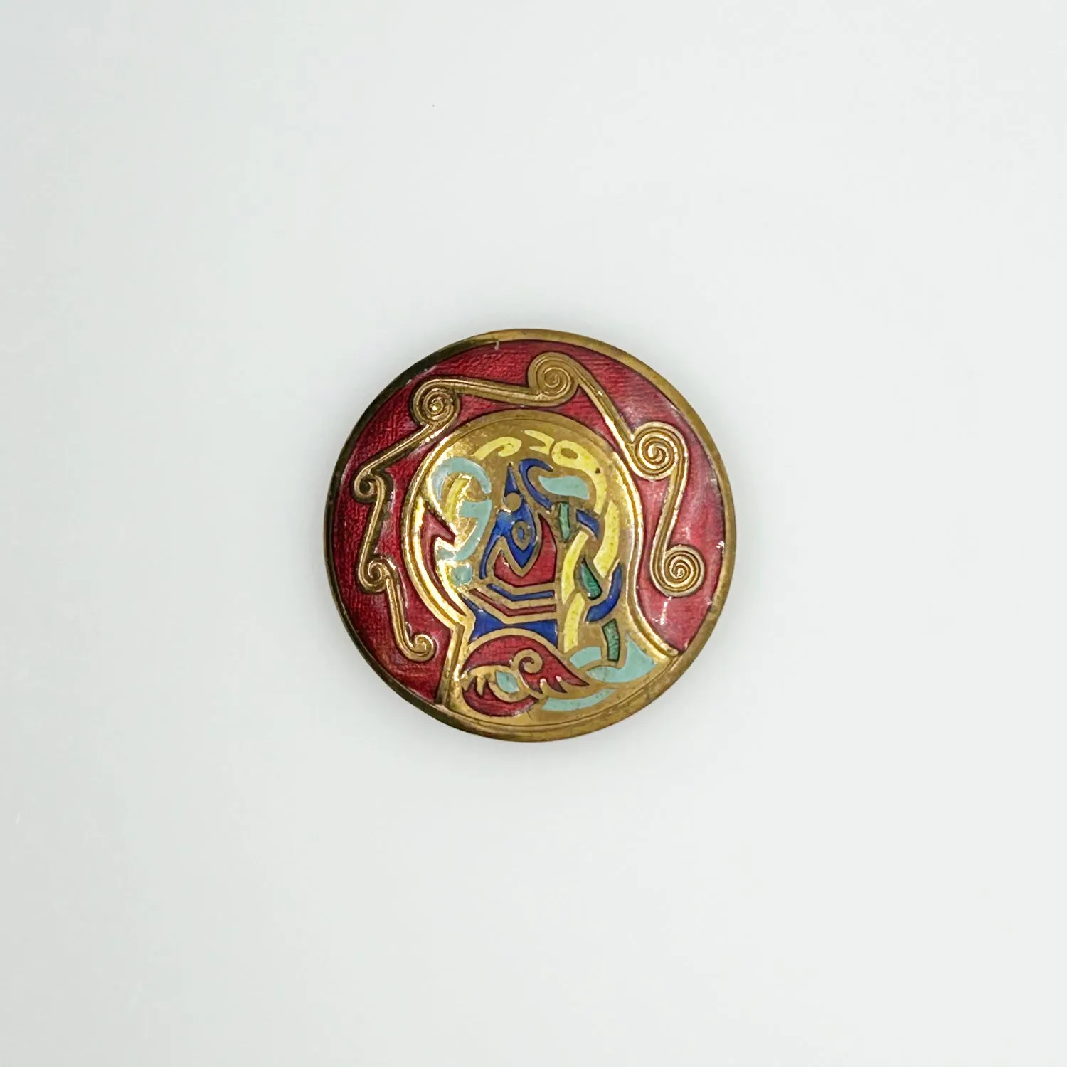 Vintage Tara Round Enamel Celtic Brooch- Pendant