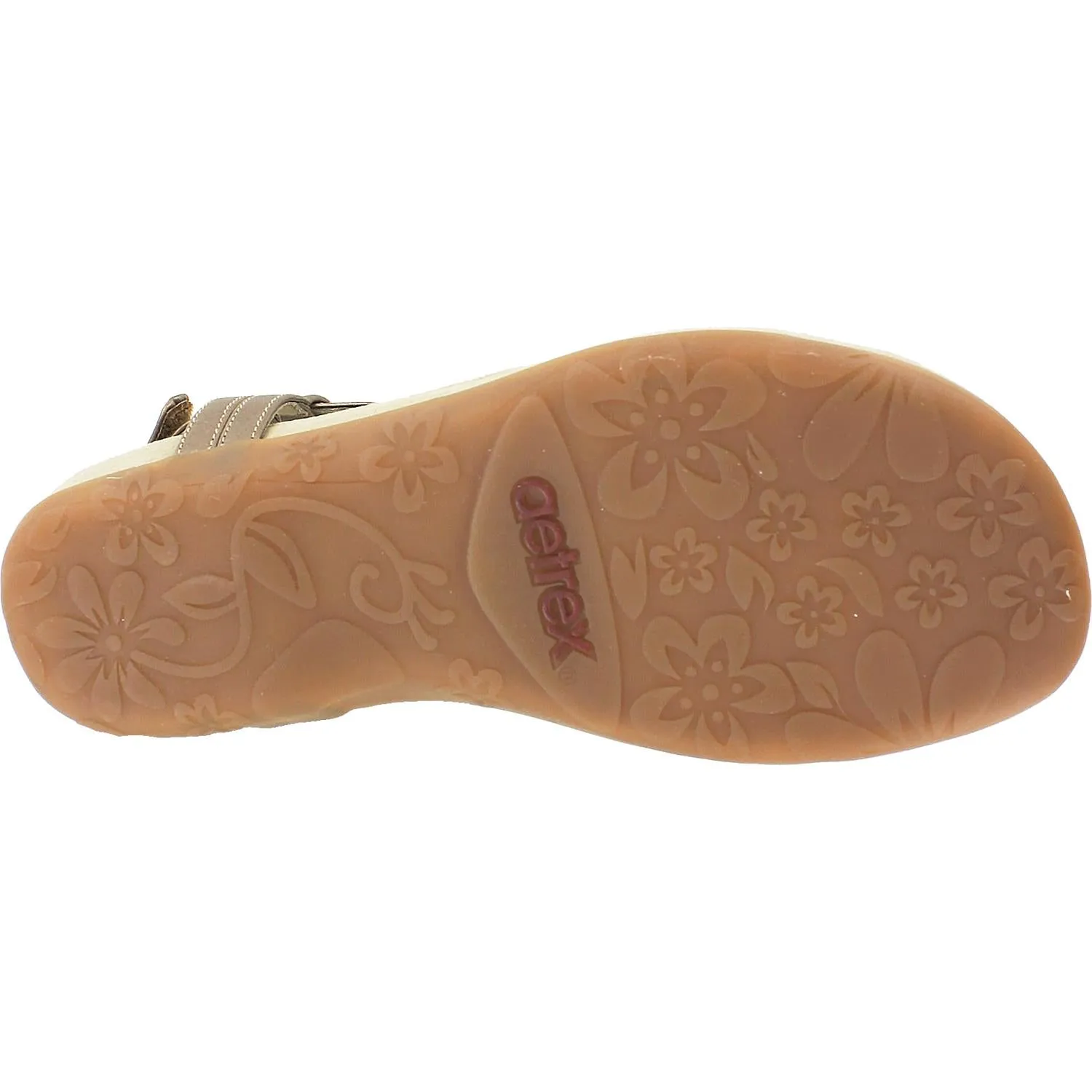 Women's Aetrex Olive Circle Thong Gold Leather