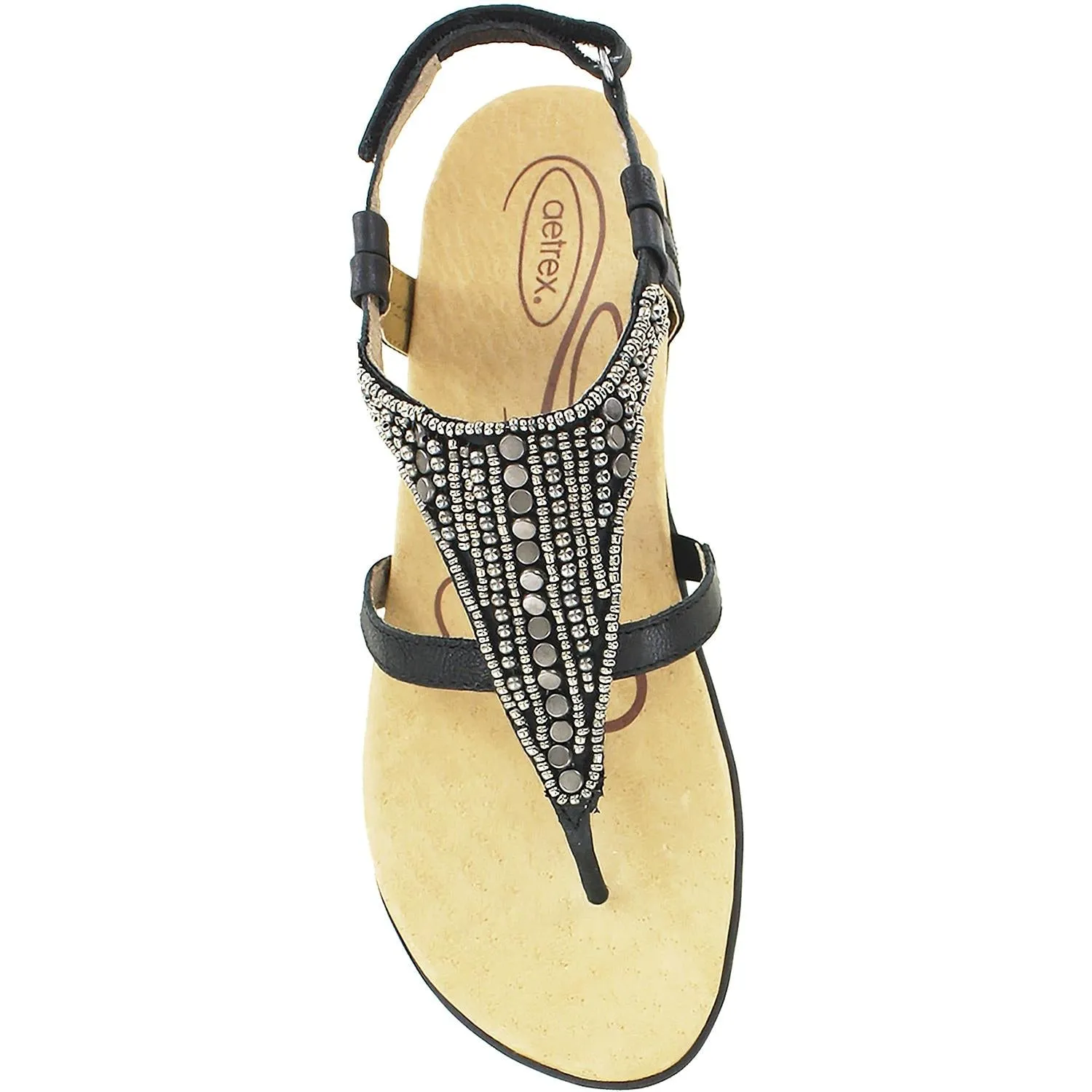 Women's Aetrex Sheila Black/Beige Leather